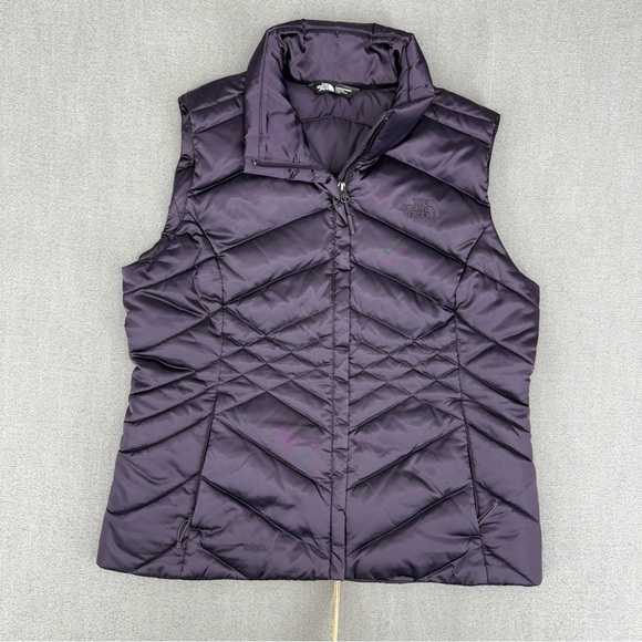 North Face Women L Vest Aconcagua 550 Full Zip Goose Down Eggplant Purple Jacket - Picture 1 of 16
